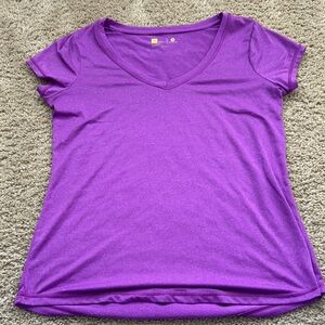 Xersion Purple Fitted Short Sleeve Workout Top (M)